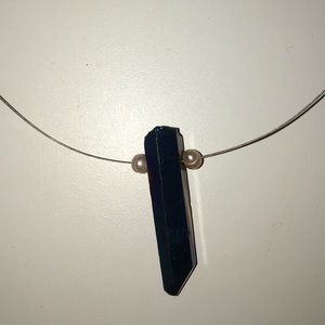 Titanium crystal and pearl necklace
